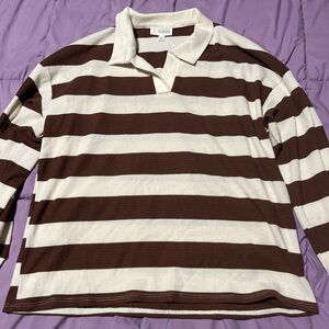 Brown and Cream Striped  Shirt
